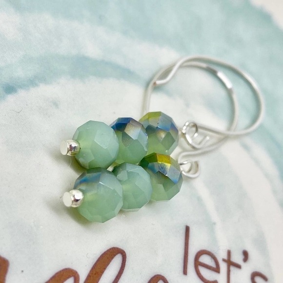 Artisan Mint Glass Faceted Sterling Silver Dangle Earrings - Picture 3 of 10